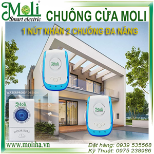 BỘ 2 CHUÔNG CỬA KHÔNG DÂY 1 NÚT BẤM 